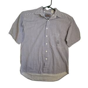 Vintage Bugle Boy Button Down Shirt Mens M Blue White Stripe